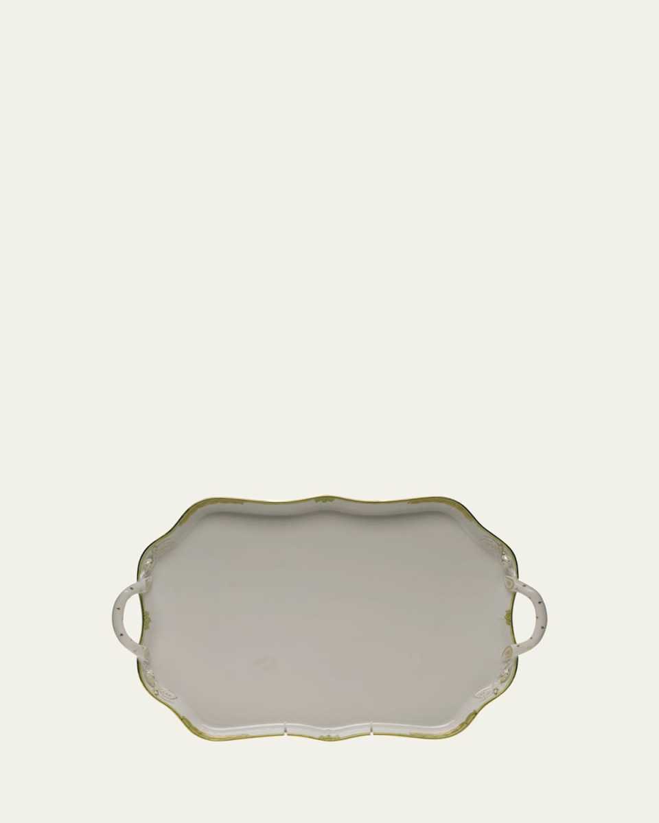 Princess Victoria Green Rectangle Tray with Branch Handles